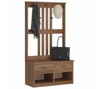 WKIEQACO Hall Tree Sandens Banc de rangement et d'entrée en bois massif 87 x 40 x 159,5 cm