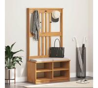 WKIEQACO Hall Tree Sandens Banc de rangement et d'entrée en bois massif 87 x 40 x 159,5 cm