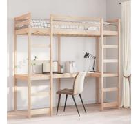 WKIEQACO Lits et accessoires, lits et cadres de lit, cadre de lit mezzanine sans matelas, 90 x 200 cm, pin massif