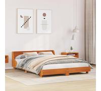WKIEQACO Lits et accessoires, lits et cadres de lit, cadre de lit sans matelas, marron ciré, 160 x 200 cm, pin massif