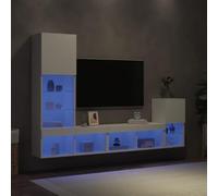 WKIEQACO Lot de 4 unités murales TV avec LED en bois blanc