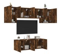 WKIEQACO Lot de 6 unités murales TV en chêne fumé - Centres de divertissement et supports TV