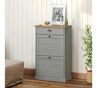 WKIEQACO Meuble à chaussures VIGO pour maison et jardin, 60 x 35 x 96 cm, en pin massif gris