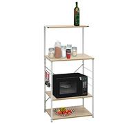WKIEQACO Meuble pour maison et jardin, meuble micro-ondes Blanc et chêne 60 x 39,6 x 123 cm
