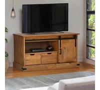 WKIEQACO Meuble TV Halden avec porte coulissante 110 x 40 x 60 cm en bois massif, centres de divertissement et supports TV