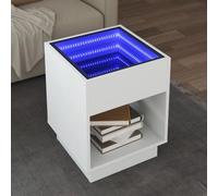 WKIEQACO Table basse avec LED Infinity Blanc 40 x 40 x 50 cm Tables d'appoint Tables basses
