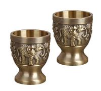 Wkldjf Ensemble de vin décoratif en forme d'éléphant en bronze avec base en Kirsite - En alliage - Ustensiles de service traditionnels en forme d'éléphant