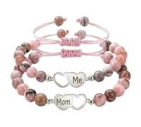 Wkldjf Lot de 2 perles assorties pour mère et fille avec pierre naturelle et alliage pour cadeau de fête des mères, One Size, Comme décrit, Comme décrit.