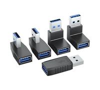 Wkldjf Lot de 5 convertisseurs coudés USB 3.0 compatibles USB 2.0 pour branches, utilisation dans divers appareils tels que téléviseurs et moniteurs USB mâle vers femelle
