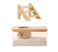Wkldjf Open View Chambre d'activités pour hamster avec toit en bois espaces spacieux pour hamster creuser un bac à sable parfait pour les moments de jeu