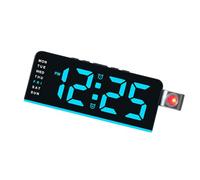 Wkldjf Réveil numérique à projection avec projecteur de plafond rotatif à 180°, alarmes fortes, date de température pour chambre à coucher, affichage de la température pour les personnes qui dorment