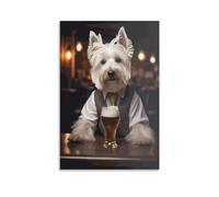 WKMoney Poster mural décoratif d'intérieur Highland Terrier haute résolution - Peinture de fond esthétique pour salon, chambre à coucher - 20 x 30 cm