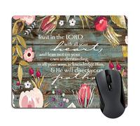 WKNOON Christian Bible Versets Scripture Quotes Proverbes 3-5 Mouse Pad Trust in the Seigneur avec tous vos coussinets de souris vintage Old Flor
