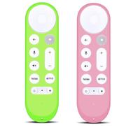 WKOLF Lot de 2 coques de protection en silicone pour télécommande Google Streamer 4K TV GRS6B GY3LE (silicone, vert vif et rose vif)