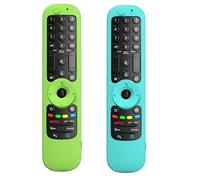 WKOLF Lot de 2 coques de protection en silicone pour télécommande LG Smart TV AN-MR21GA MR22GA MR23GA MR24GA MR22GN MR23GN 2021-2024 (silicone, vert vif et bleu vif)
