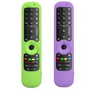 WKOLF Lot de 2 coques de protection en silicone pour télécommande LG Smart TV AN-MR21GA MR22GA MR23GA MR24GA MR22GN MR23GN 2021-2024 (silicone, vert vif et violet vif)