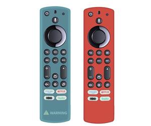 WKOLF Lot de 2 coques de protection en silicone pour télécommande TV Stick 4K Max/Toshiba/Insignia/Pioneer/Omni(QLED) série TV (silicone, bleu et rouge)