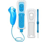 WKOLF Lot de 4 télécommandes de rechange pour consoles Nintendo Wii/Wii U avec Motion Plus, 1 pièce (télécommandes + joysticks analogiques + coque en silicone + dragonne)