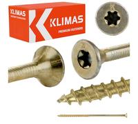 Wkręt-Met Lot de 50 vis Torx pour constructions en bois, 8 x 200 mm, TX40, auto-taraudeuses, en acier galvanisé jaune, professionnelles pour toit, poutres, construction