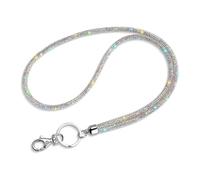WKRTDY 1pcs Porte-clés en strass scintillant, Lanière Collier Cristal, pour Porte-Clé et Badge Transparent, Rétractable et Carte d'Identité, pour Visite et Transport, élégant à porter comme un collier