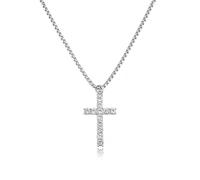 WKRTDY Collier Croix Homme Acier Inoxydable avec Zircons - Bijoux Chrétiens Unisexes, Idéal pour Cadeau d'Anniversaire - Pendentif Croix en Chaîne pour Hommes et Femmes, 1 Pièce