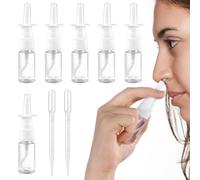 WKRTDY Lot de 6 pcs Vaporisateurs Nasaux Vides de 10ml, Réutilisables pour Sérum Physiologique et Huiles Essentielles, Inclus 2 Compte-Gouttes Couvertures de Protection, Transparent et Pratique