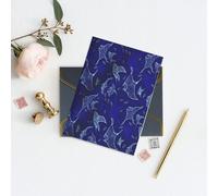 WKSGDSG Cartes de vœux vierges avec enveloppes, raie manta et poisson, cartes d'anniversaire personnalisées pour femme, cartes de vacances pour toutes les occasions pour l'obtention de diplôme, noir