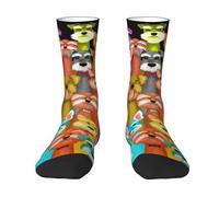 WKSGDSG Chaussettes mi-montantes imprimées de chiens schnauzer à l'huile, chaussettes athlétiques tendance pour homme et femme, respirantes et anti-humidité, chaussettes personnalisées pour le sport