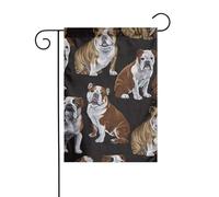 WKSGDSG Drapeau de jardin double face pour extérieur 45 x 30 cm, bouledogues anglais, bannière décorative d'extérieur pour terrasse, pelouse, ferme, résistant à la décoloration, drapeau de maison de
