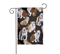 WKSGDSG Drapeau de jardin double face pour extérieur 45 x 30 cm, bouledogues anglais, bannière décorative d'extérieur pour terrasse, pelouse, ferme, résistant à la décoloration, drapeau de maison de
