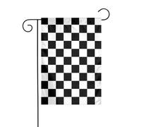 WKSGDSG Drapeau de jardin double face pour extérieur 45 x 30 cm, carreaux noirs et blancs, bannière décorative d'extérieur pour terrasse, pelouse, ferme, résistant à la décoloration, drapeau de maison