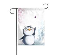 WKSGDSG Drapeau de jardin double face pour extérieur 45 x 30 cm, I Love Penguins, bannière décorative d'extérieur pour terrasse, pelouse, ferme, résistant à la décoloration, drapeau de maison de
