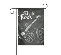 WKSGDSG Drapeau de jardin double face pour extérieur 45 x 30 cm, Love Rock, bannière décorative d'extérieur pour terrasse, pelouse, ferme, résistant à la décoloration, drapeau de maison de vacances