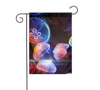 WKSGDSG Drapeau de jardin double face pour extérieur 45 x 30 cm, méduses colorées, bannière décorative d'extérieur pour terrasse, pelouse, ferme, résistant à la décoloration, drapeau de maison de