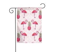 WKSGDSG Drapeau de jardin double face pour extérieur 45 x 30 cm, motif flamant rose, ananas, bannière décorative d'extérieur pour terrasse, pelouse, ferme, résistant à la décoloration, drapeau de