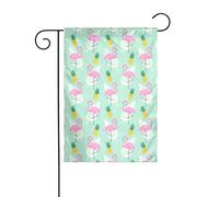 WKSGDSG Drapeau de jardin double face pour extérieur 45 x 30 cm, motif flamant rose, ananas, bannière décorative d'extérieur pour terrasse, pelouse, ferme, résistant à la décoloration, drapeau de