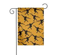 WKSGDSG Drapeau de jardin double face pour extérieur 45 x 30 cm, singe Gibbon noir, bannière décorative d'extérieur pour terrasse, pelouse, ferme, résistant à la décoloration, drapeau de maison de