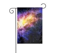 WKSGDSG Drapeau de jardin double face pour extérieur 45 x 30 cm, univers galaxie, bannière décorative d'extérieur pour terrasse, pelouse, ferme, résistant à la décoloration, drapeau de maison de