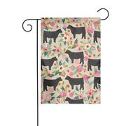 WKSGDSG Drapeau de jardin double face pour extérieur 45 x 30 cm, vaches florales, bannière décorative d'extérieur pour terrasse, pelouse, ferme, résistant à la décoloration, drapeau de maison de