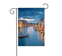 WKSGDSG Drapeau de jardin double face pour extérieur 45 x 30 cm, Venise Night, bannière décorative d'extérieur pour terrasse, pelouse, ferme, résistant à la décoloration, drapeau de maison de vacances