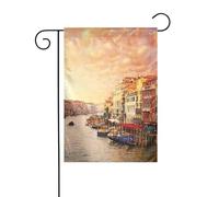 WKSGDSG Drapeau de jardin double face pour extérieur 45 x 30 cm, vue sur le canal de Venise, bannière décorative d'extérieur pour terrasse, pelouse, ferme, résistant à la décoloration, drapeau de