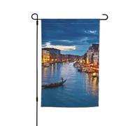WKSGDSG Drapeaux de jardin double face pour décoration extérieure, bannière de cour en polyester robuste de 45 x 30 cm, drapeaux de jardin de nuit de Venise, fanion de terrasse résistant aux