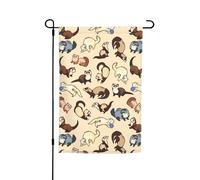 WKSGDSG Drapeaux de jardin double face pour décoration extérieure, bannière de cour en polyester robuste de 45 x 30 cm, drapeaux de jardin furet poilus, fanion de jardin résistant aux intempéries pour