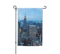 WKSGDSG Drapeaux de jardin double face pour décoration extérieure, bannière de cour en polyester robuste de 45 x 30 cm, drapeaux de jardin de ville de New York, fanion de patio résistant aux