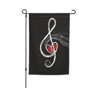 WKSGDSG Drapeaux de jardin double face pour décoration extérieure, bannière de cour en polyester robuste de 45 x 30 cm, symboles musicaux, drapeaux de jardin d'amour, fanion de patio résistant aux
