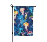 WKSGDSG Drapeaux de jardin double face pour décoration extérieure, bannière de cour en polyester robuste, drapeaux de jardin méduses colorées, fanion de patio résistant aux intempéries pour porche