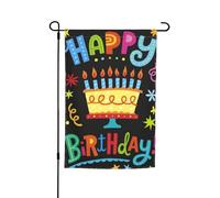 WKSGDSG Drapeaux de jardin double face pour décoration extérieure, bannière de cour en polyester robuste de 45 x 30 cm, drapeaux de jardin « Happy Birthday », fanion de jardin résistant aux