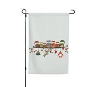 WKSGDSG Drapeaux de jardin double face pour décoration extérieure, bannière de cour en polyester robuste de 45 x 30 cm, jolis hiboux de Noël sur branche, drapeau de jardin résistant aux intempéries