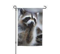 WKSGDSG Drapeaux de jardin double face pour décoration extérieure, bannière de cour en polyester robuste de 45 x 30 cm, jolis drapeaux de jardin en raton laveur, fanion de patio résistant aux