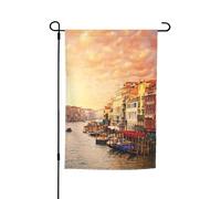 WKSGDSG Drapeaux de jardin double face pour décoration extérieure, bannière de cour en polyester robuste de 45 x 30 cm, drapeaux de jardin avec vue sur le canal de Venise, fanion de terrasse résistant